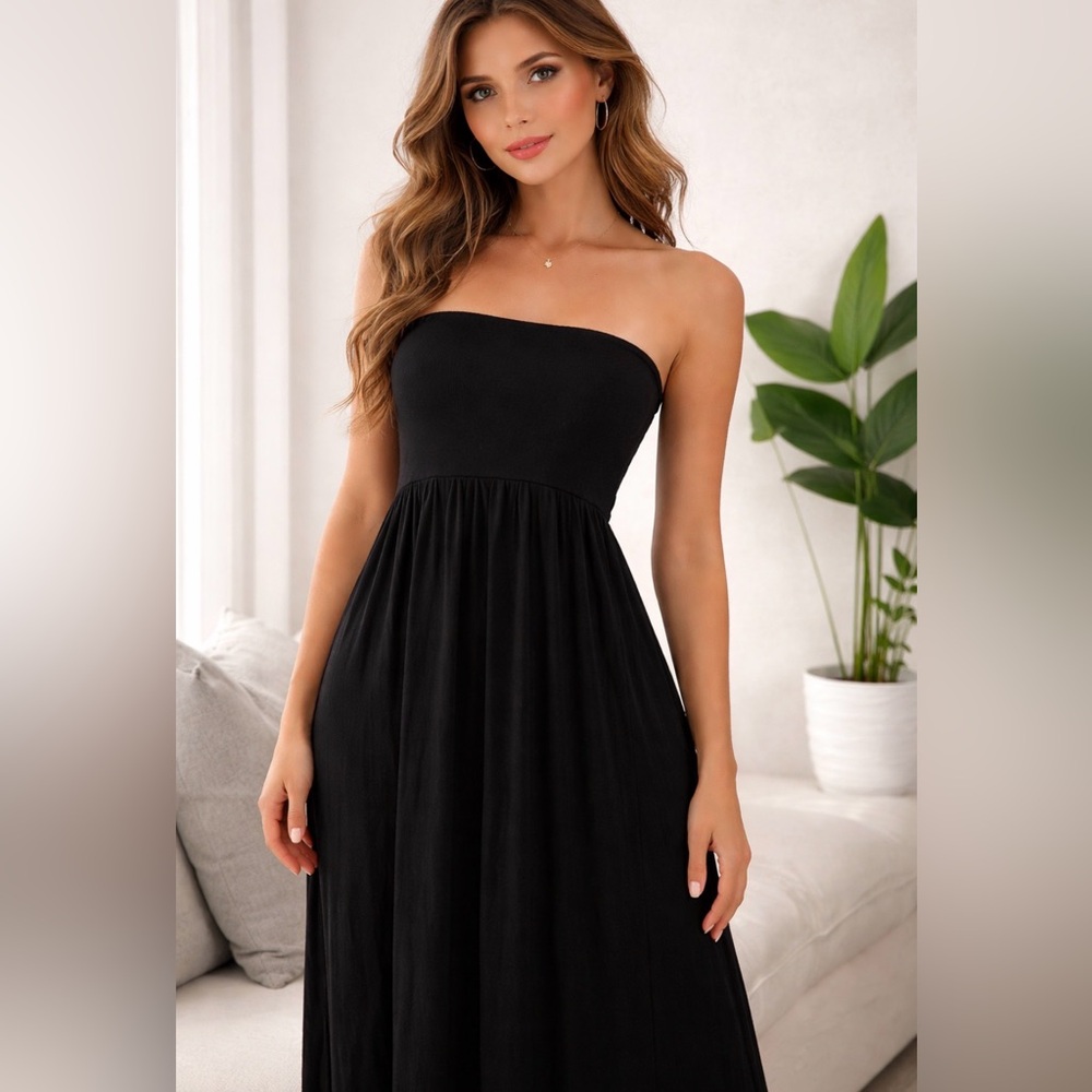 Strapless Black Maxi Dress - Elegant Evening Dress